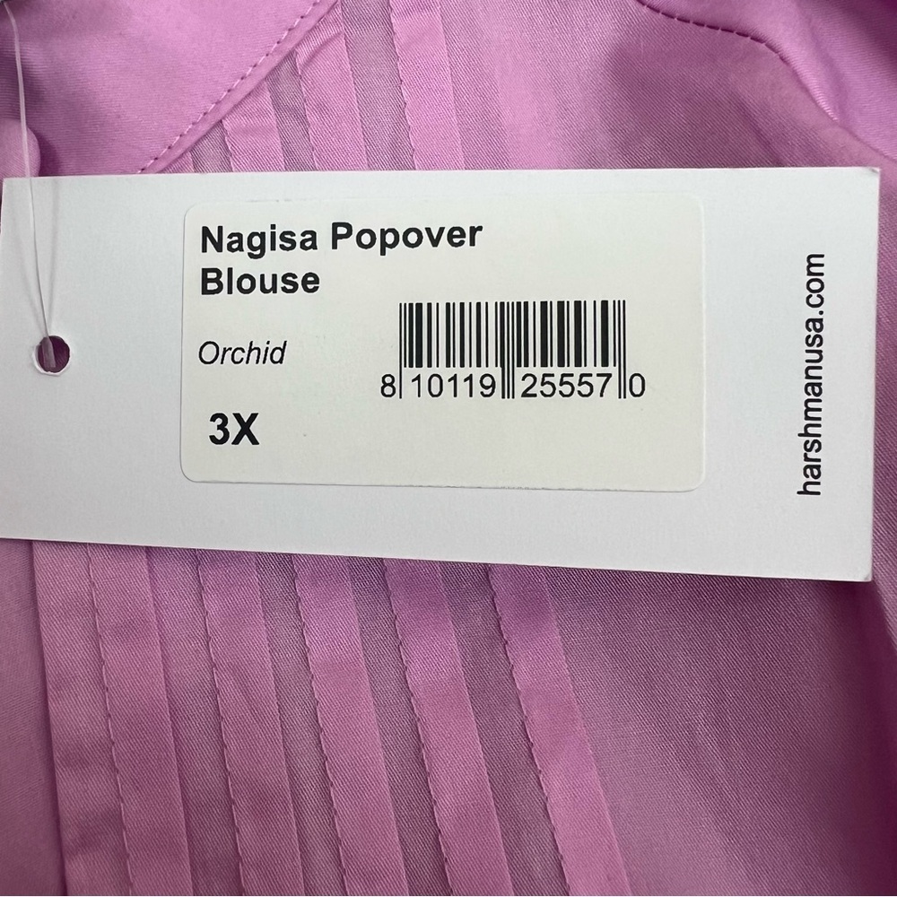 Harshman | Nagisa Ruffle Cuff Pin Tuck Popover Shirt Orchid | 2X - Picture 11 of 14